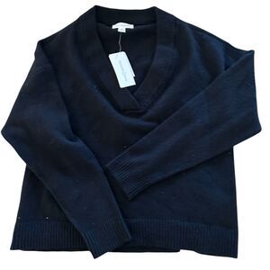 Treasure & Bond Slouchy V-Neck Sweater, Black, Size Small, NWT